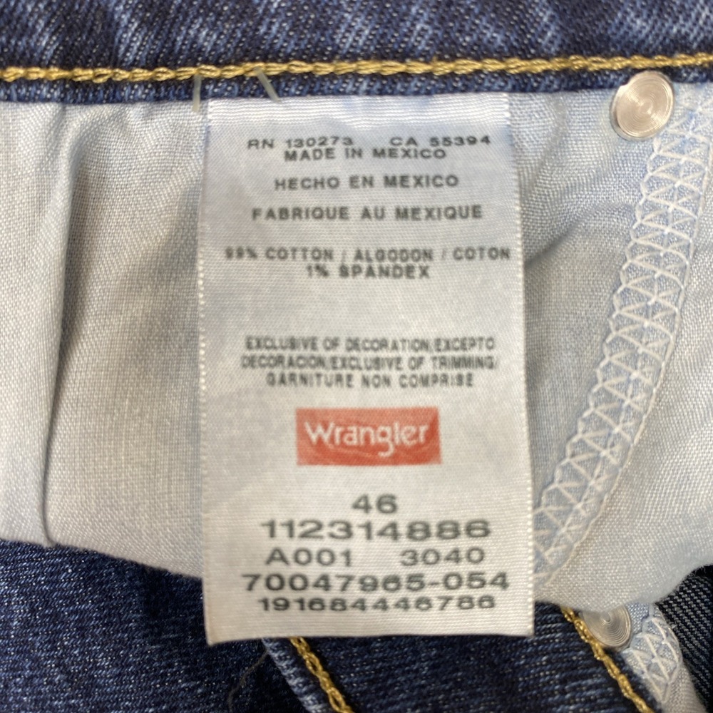 Wrangler Jean Shorts Men 46x9.5"Blue Denim Medium Wash Western Jorts Stretch - Picture 6 of 10